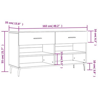 vidaXL skobænk 102x35x55 cm konstrueret træ hvid