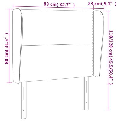 vidaXL sengegavl med kanter 83x23x118/128 cm fløjl sort