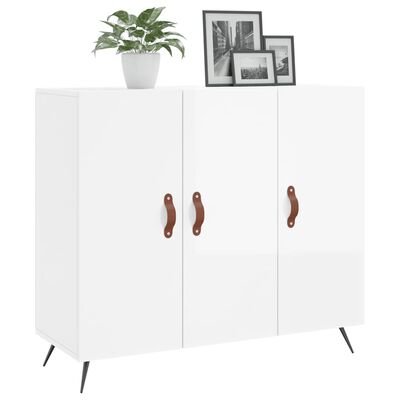 vidaXL skab 90x34x80 cm konstrueret træ hvid højglans