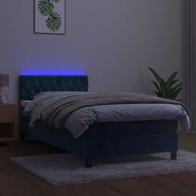 vidaXL kontinentalseng med LED-lys 100x200 cm fløjl mørkeblå