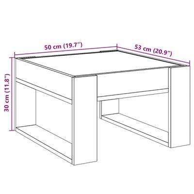 vidaXL sofabord med Infinity LED-lys 50x53x30 cm grå sonoma-eg