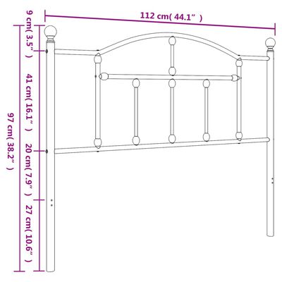 vidaXL sengegavl 107 cm metal hvid