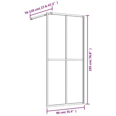 vidaXL brusevæg 90x195 cm klart sikkerhedsglas guldfarvet