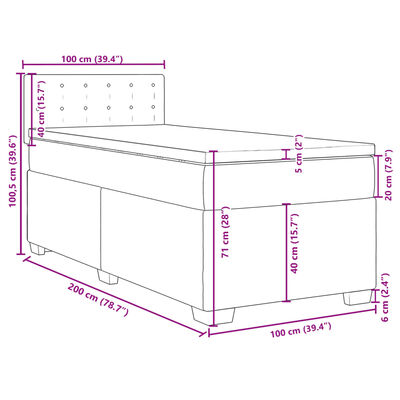 vidaXL kontinentalseng med madras 100x200 cm fløjl sort