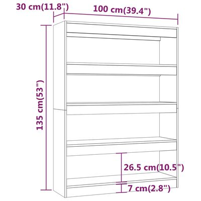 vidaXL bogreol/rumdeler 100x30x135 cm sonoma-eg