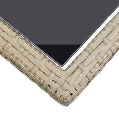 vidaXL havebord 110x53x72 cm beige glas og polyrattan