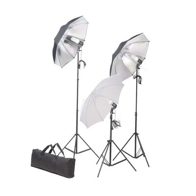 vidaXL fotostudieudstyr med lamper, paraplyer, baggrund og reflektor