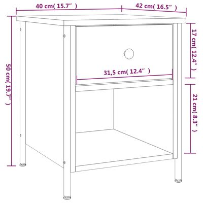 vidaXL sengebord 40x42x50 cm konstrueret træ brun egetræsfarve