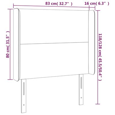 vidaXL sengegavl med LED-lys 83x16x118/128 cm stof blå