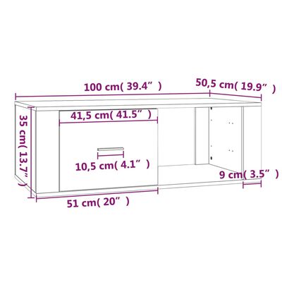 vidaXL sofabord 100x50,5x35 cm konstrueret træ brun egetræsfarve