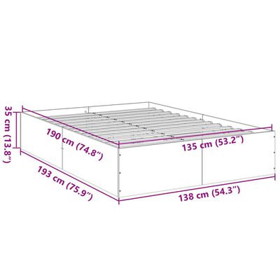 vidaXL sengestel 135x190 cm konstrueret træ sort