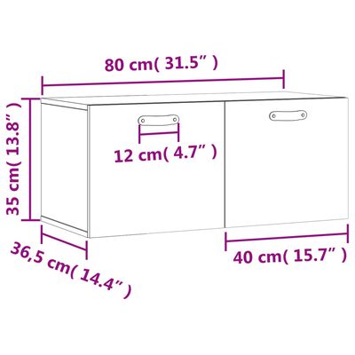 vidaXL vægskab 80x36,5x35 cm konstrueret træ brun egetræsfarve