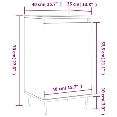 vidaXL skænke 2 stk. 40x35x70 cm konstrueret træ sort