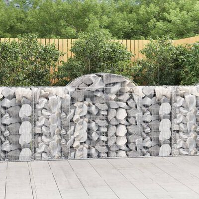 vidaXL buede gabionkurve 7 stk. 200x50x100/120 cm galvaniseret jern