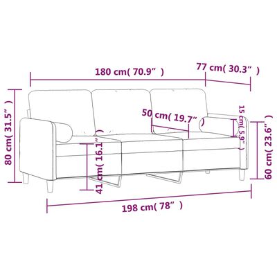 vidaXL 3-personers sofa med pyntepuder 180 cm velour sort