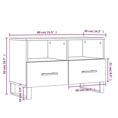 vidaXL tv-bord 80x36x50 cm konstrueret træ sort