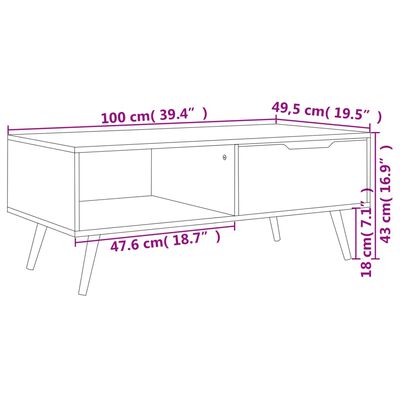 vidaXL sofabord 100x49,5x43 cm konstrueret træ betongrå