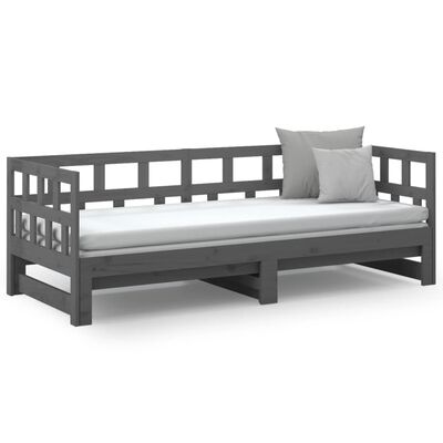 vidaXL daybed med udtræk 2x(90x200) cm massivt fyrretræ grå