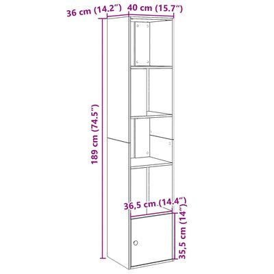 vidaXL bogreol 40x36x189 cm konstrueret træ sort