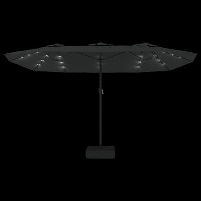 vidaXL parasol med dobbelt parasoldug og LED-lys 449x245 cm sort