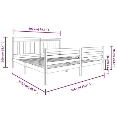 vidaXL sengeramme 200x200 cm massivt træ