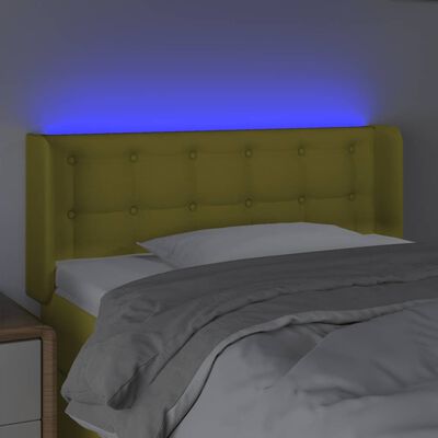 vidaXL sengegavl med LED-lys 103x16x78/88 cm stof grøn