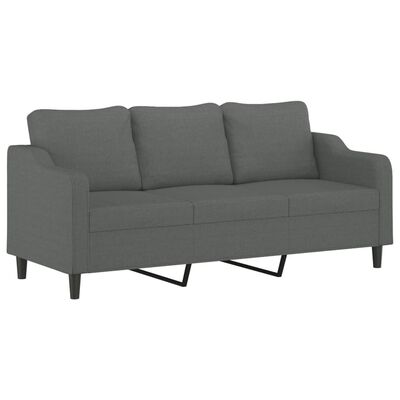 vidaXL 3-personers sofa med fodskammel 180 cm stof Mørkegrå