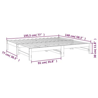 vidaXL daybed med udtræk 2x(75x190) cm massivt fyrretræ hvid