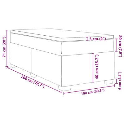 vidaXL kontinentalseng med madras 100x200 cm fløjl mørkegrå