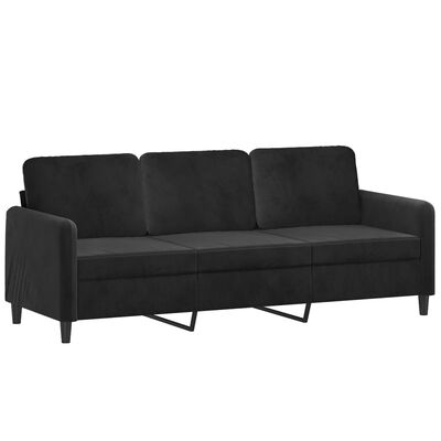 vidaXL 3-personers sofa med pyntepuder 180 cm velour sort