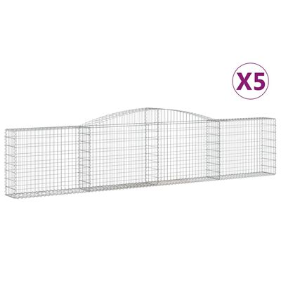 vidaXL buede gabionkurve 5 stk. 400x30x80/100 cm galvaniseret jern