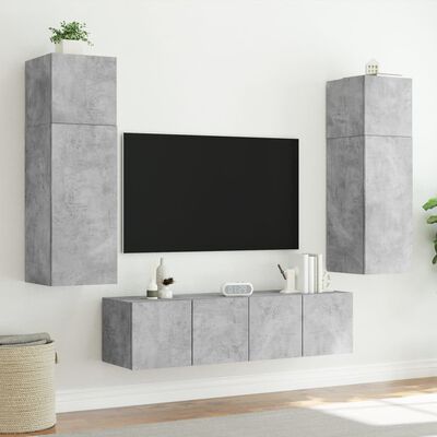 vidaXL væghængte tv-borde 2 stk. med LED-lys 60x35x41 cm betongrå