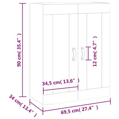 vidaXL væghængt skab 69,5x34x90 cm hvid