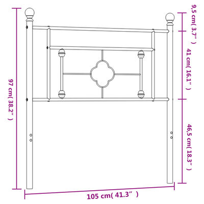 vidaXL sengegavl 100 cm metal sort