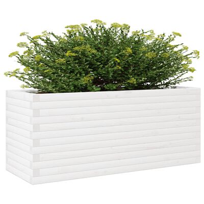 vidaXL plantekasse 110x40x46 cm massivt fyrretræ hvid