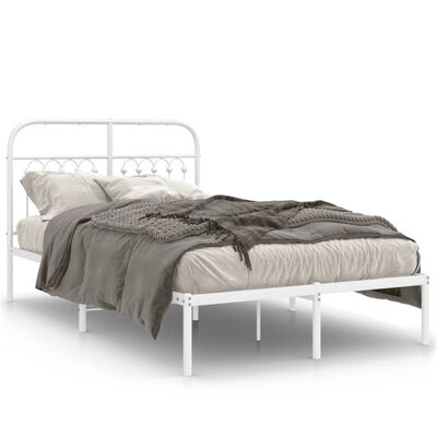 vidaXL sengeramme med sengegavl 120x190 cm metal hvid