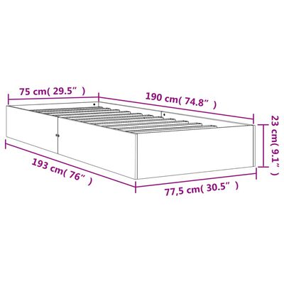 vidaXL sengeramme uden madras 75x190 cm massivt fyrretræ gyldenbrun