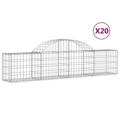 vidaXL buede gabionkurve 20 stk. 200x30x40/60 cm galvaniseret jern