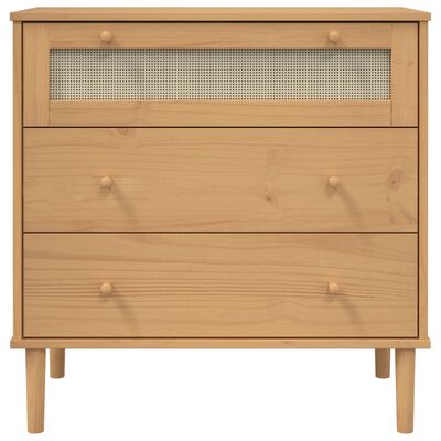 vidaXL kommode SENJA rattanlook 80x40x80 cm massivt fyrretræ brun