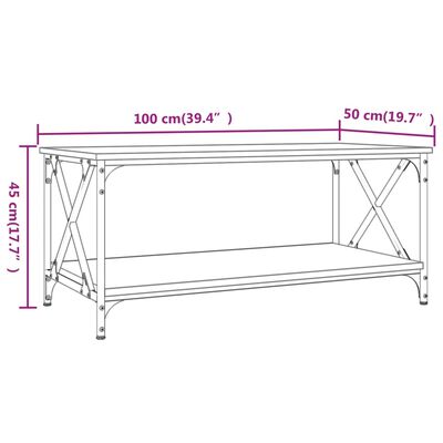 vidaXL sofabord 100x50x45 cm konstrueret træ og jern sort