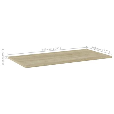 vidaXL boghylder 8 stk. 80x40x1,5 cm konstrueret træ sonoma-eg