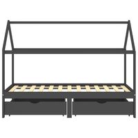 vidaXL sengestel til børn + skuffer 90x200 cm massiv fyr mørkegrå