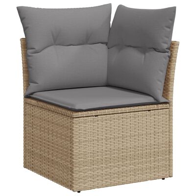 vidaXL havesofasæt 10 dele med hynder polyrattan beige