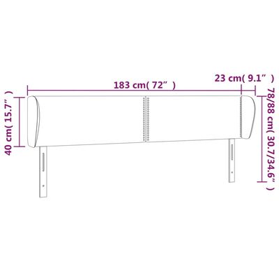 vidaXL sengegavl med kanter 183x23x78/88 cm fløjl mørkegrå