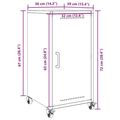 vidaXL skænk 36x39x72 cm koldvalset stål sennepsgul