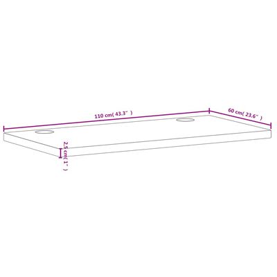 vidaXL skrivebordsplade 110x60x2,5 cm massivt bøgetræ