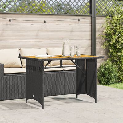 vidaXL havebord med træplade 110x68x70 cm polyrattan sort