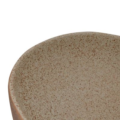 vidaXL håndvask til bordplade 59x40x14 cm oval keramik sand og brun