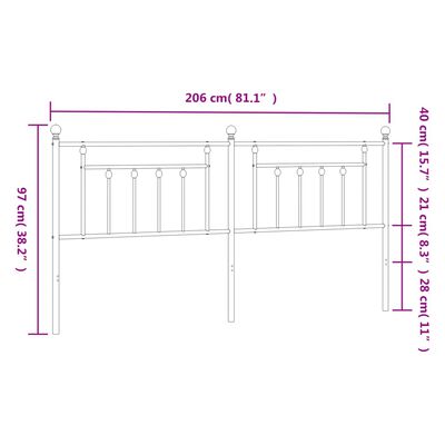 vidaXL sengegavl 200 cm metal sort