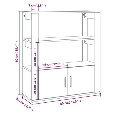 vidaXL skænk 80x30x90 cm konstrueret træ sonoma-eg